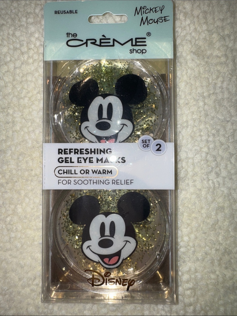 Disney Mickey Mouse Gold Glitter Gel Eye Masks - Set of 2